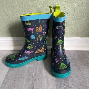 H&M Kids Rain Boots - Black with Neon Patterns